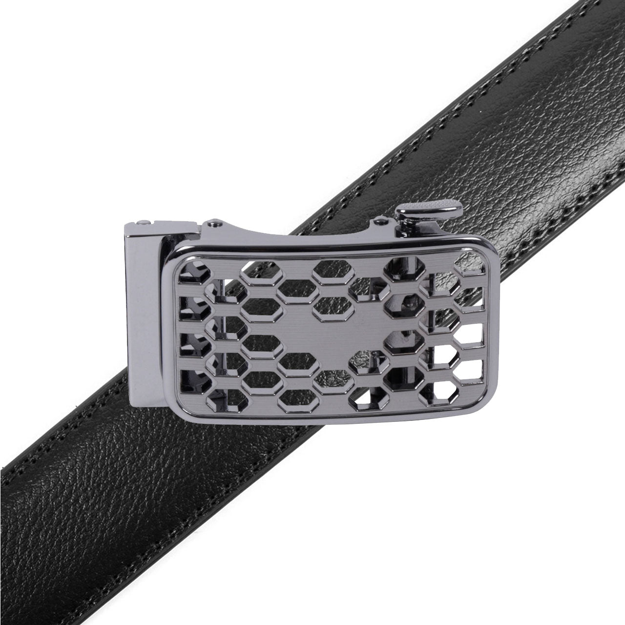 Men's Genuine Leather Sliding Buckle Ratchet Belt-MGLBB72 - Bundle Bus