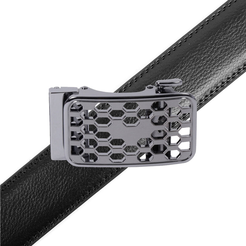 Men's Genuine Leather Sliding Buckle Ratchet Belt-MGLBB72 - Bundle Bus