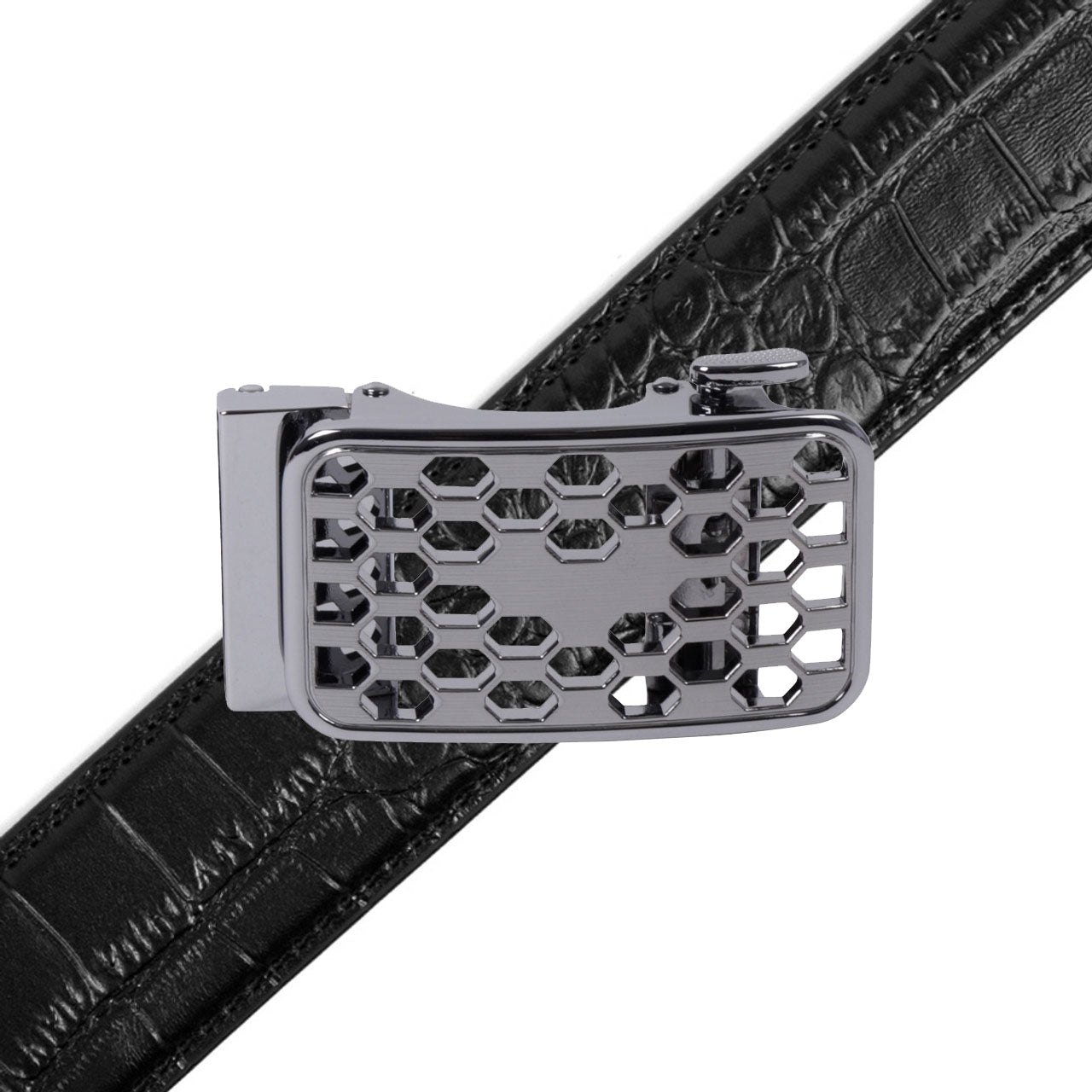 Men's Genuine Leather Sliding Buckle Ratchet Belt-MGLBB72 - Bundle Bus