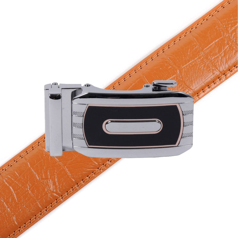 Men's Genuine Leather Sliding Buckle Ratchet Belt-MGLBB73 - Bundle Bus