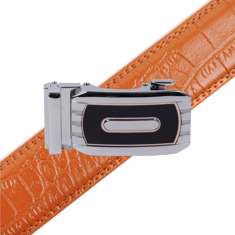 Men's Genuine Leather Sliding Buckle Ratchet Belt-MGLBB73 - Bundle Bus