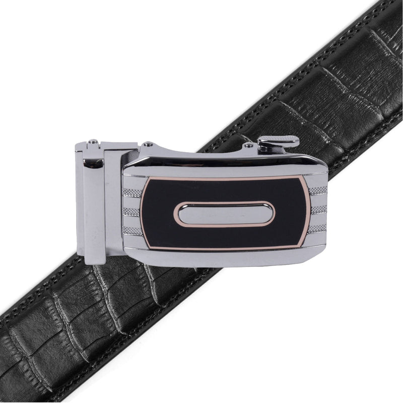 Men's Genuine Leather Sliding Buckle Ratchet Belt-MGLBB73 - Bundle Bus