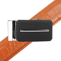 Men's Genuine Leather Sliding Buckle Ratchet Belt MGLBB8 - Bundle Bus