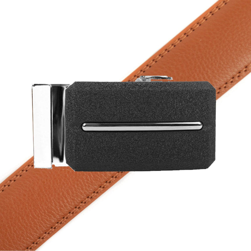 Men's Genuine Leather Sliding Buckle Ratchet Belt MGLBB8 - Bundle Bus