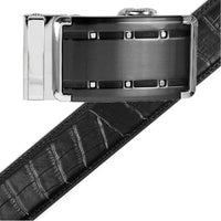 Men's Genuine Leather Sliding Buckle Ratchet Belt -MGLBB9 - Bundle Bus