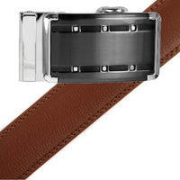 Men's Genuine Leather Sliding Buckle Ratchet Belt -MGLBB9 - Bundle Bus