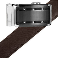 Men's Genuine Leather Sliding Buckle Ratchet Belt -MGLBB9 - Bundle Bus