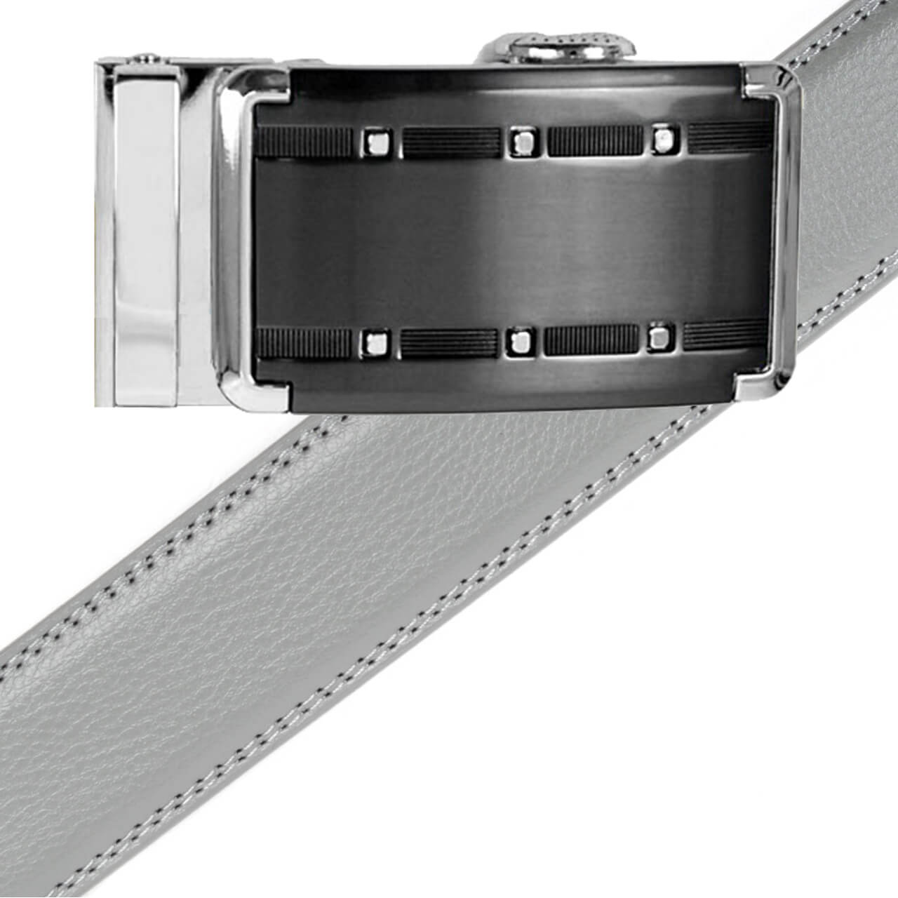 Men's Genuine Leather Sliding Buckle Ratchet Belt -MGLBB9 - Bundle Bus