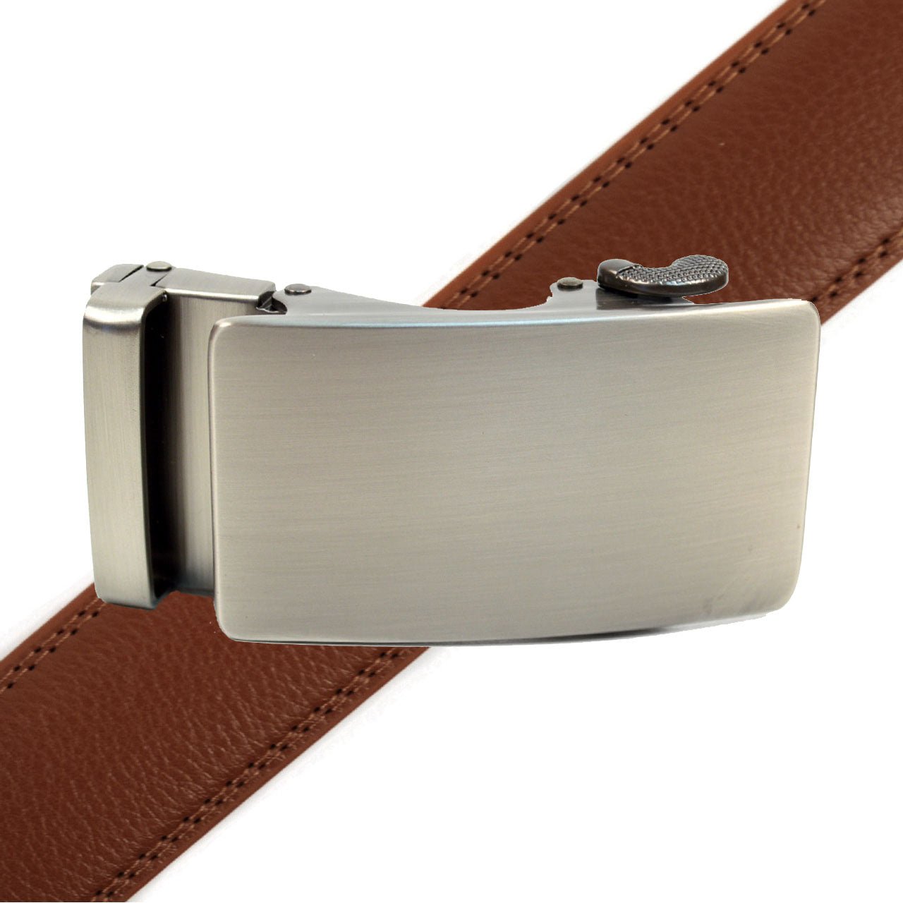 Men's Genuine Leather Vibrant Brushed Buckle Ratchet Belt - MGLBB50X-Brushed - Bundle Bus