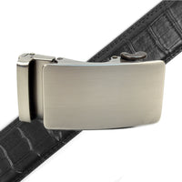 Men's Genuine Leather Vibrant Brushed Buckle Ratchet Belt - MGLBB50X-Brushed - Bundle Bus