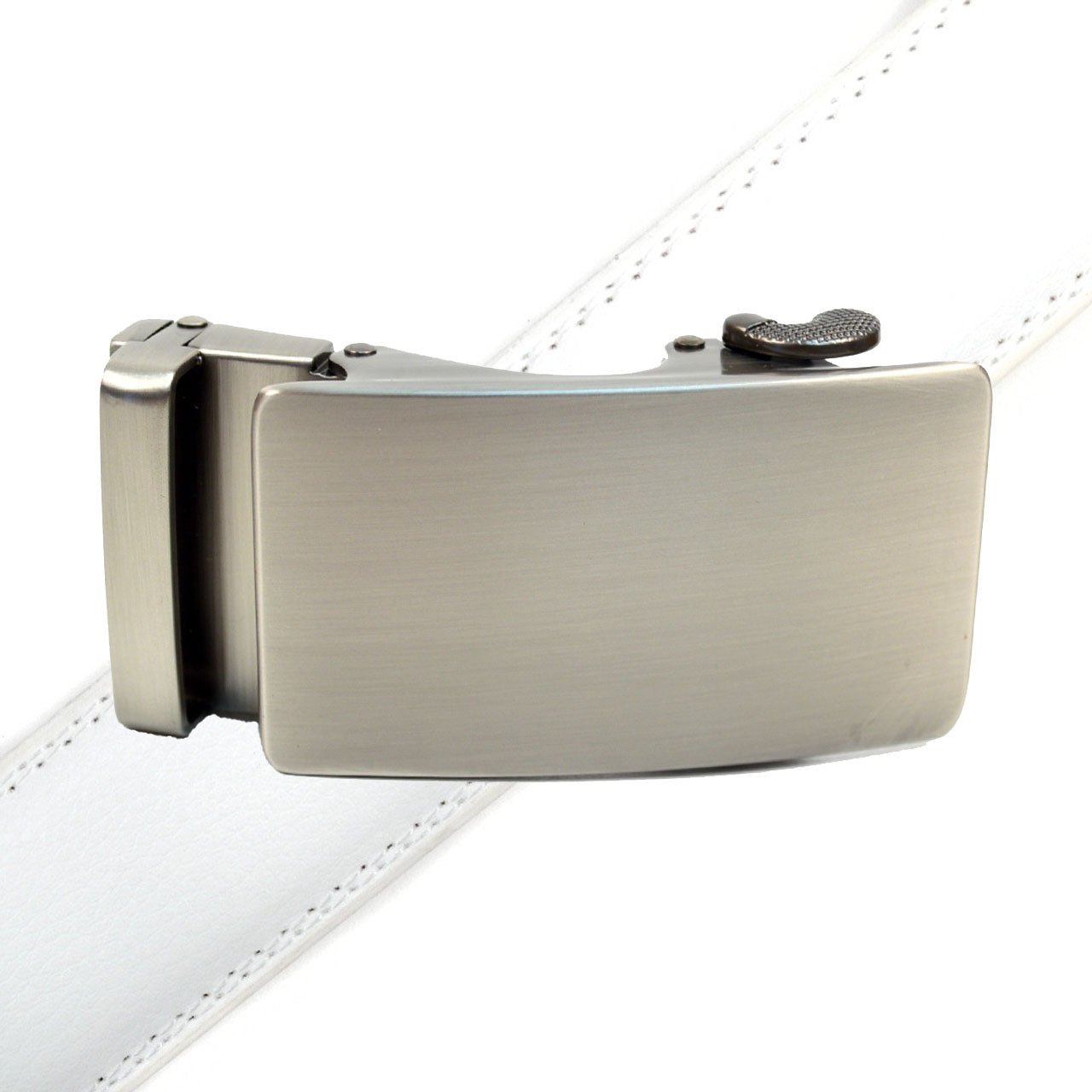 Men's Genuine Leather Vibrant Brushed Buckle Ratchet Belt - MGLBB50X-Brushed - Bundle Bus