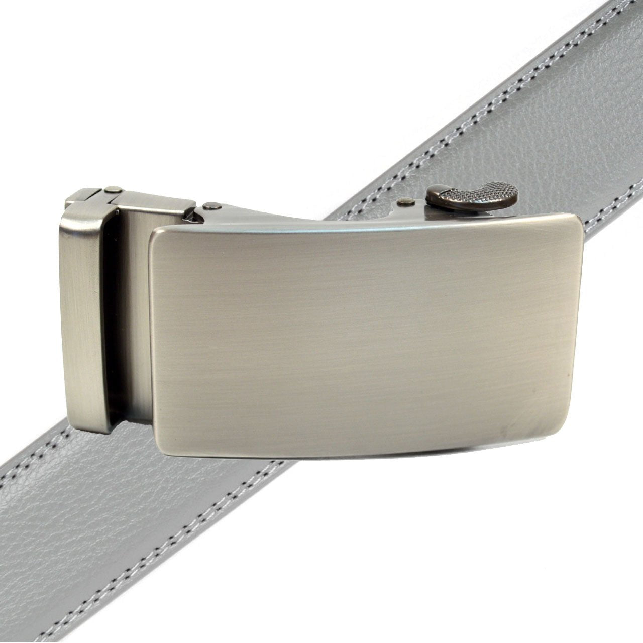 Men's Genuine Leather Vibrant Brushed Buckle Ratchet Belt - MGLBB50X-Brushed - Bundle Bus