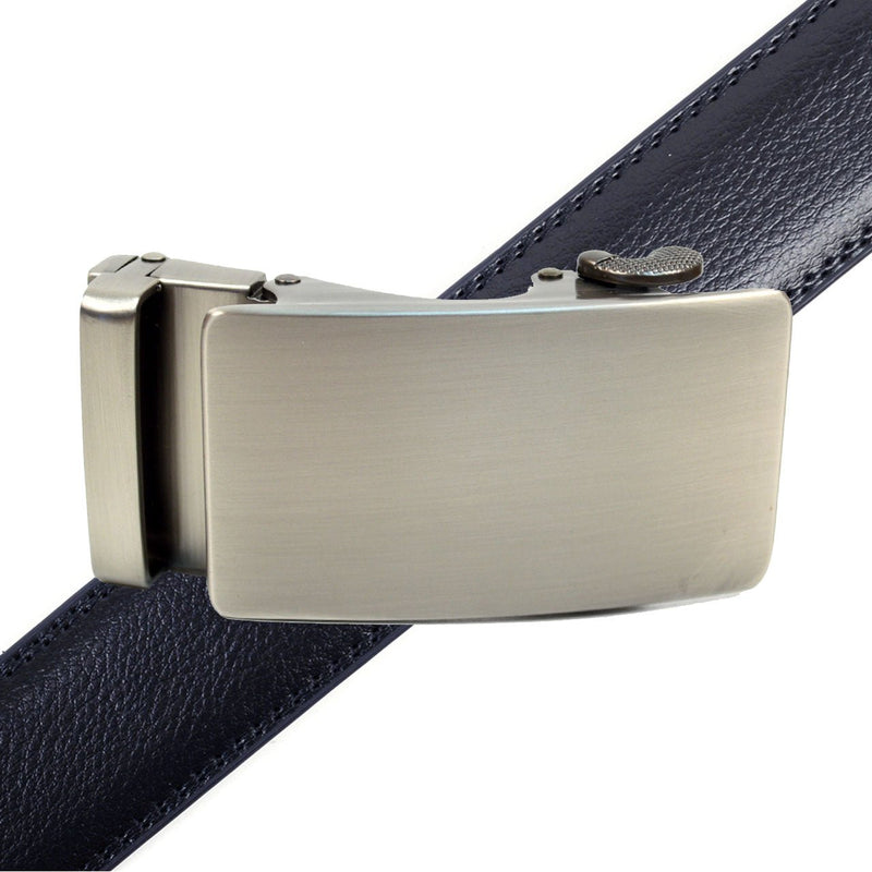 Men's Genuine Leather Vibrant Brushed Buckle Ratchet Belt - MGLBB50X-Brushed - Bundle Bus