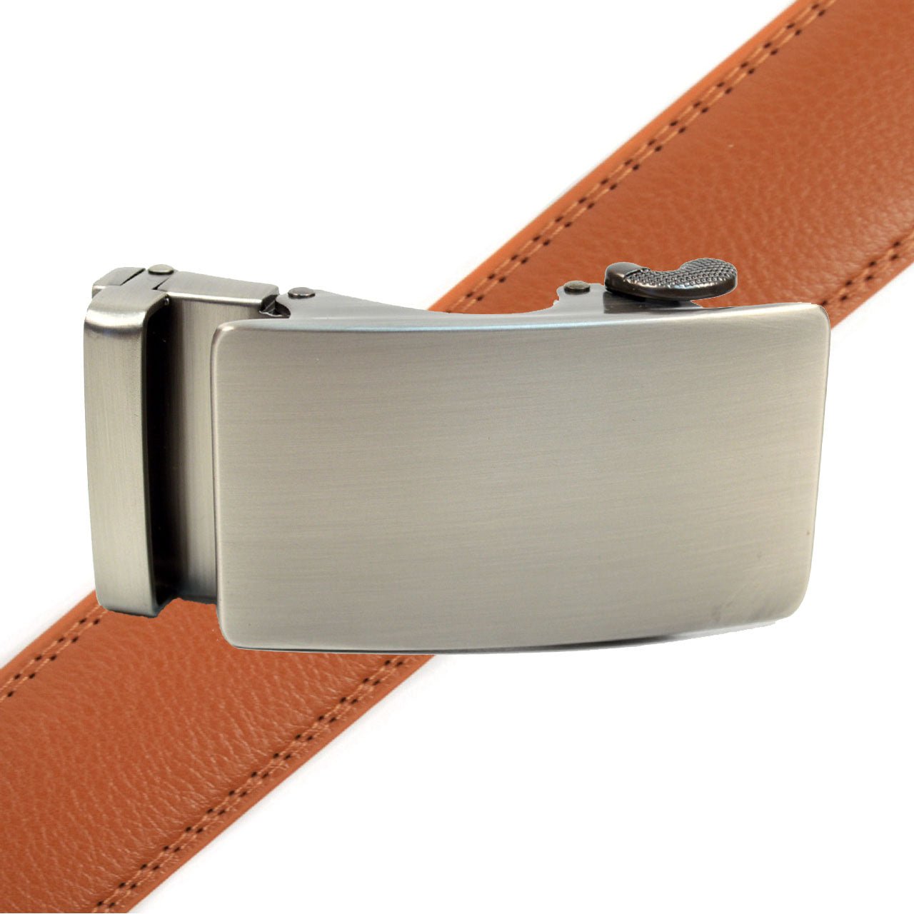 Men's Genuine Leather Vibrant Brushed Buckle Ratchet Belt - MGLBB50X-Brushed - Bundle Bus