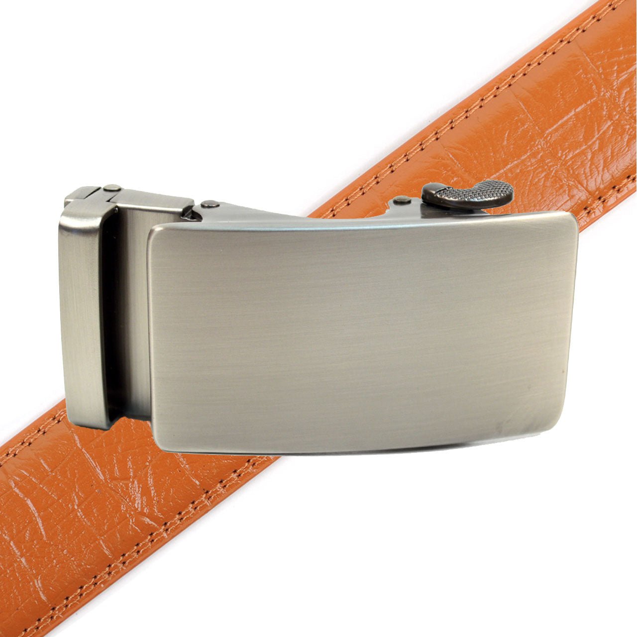 Men's Genuine Leather Vibrant Brushed Buckle Ratchet Belt - MGLBB50X-Brushed - Bundle Bus