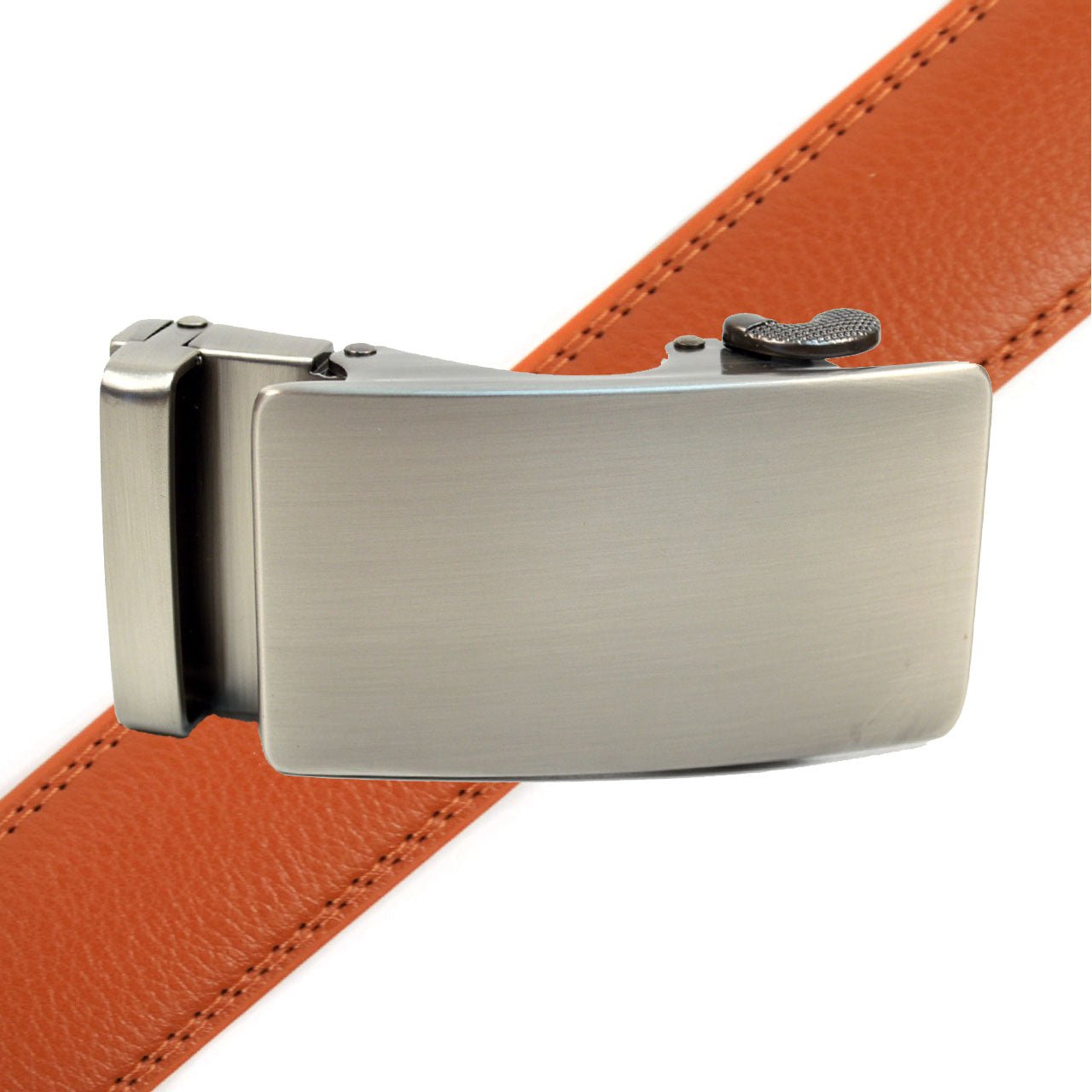 Men's Genuine Leather Vibrant Brushed Buckle Ratchet Belt - MGLBB50X-Brushed - Bundle Bus