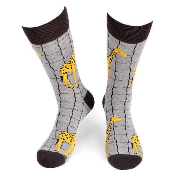 Men's Giraffe Novelty Socks - NVS19563-GRY - Bundle Bus