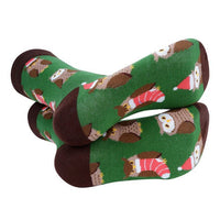 Men's Green Owl Holiday Novelty Socks- NVS19620-GRN - Bundle Bus