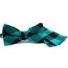 Men's Green Plaid Cotton Bow Tie & Matching Pocket Square - CBTH1730 - Bundle Bus