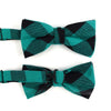 Men's Green Plaid Cotton Bow Tie & Matching Pocket Square - CBTH1730 - Bundle Bus