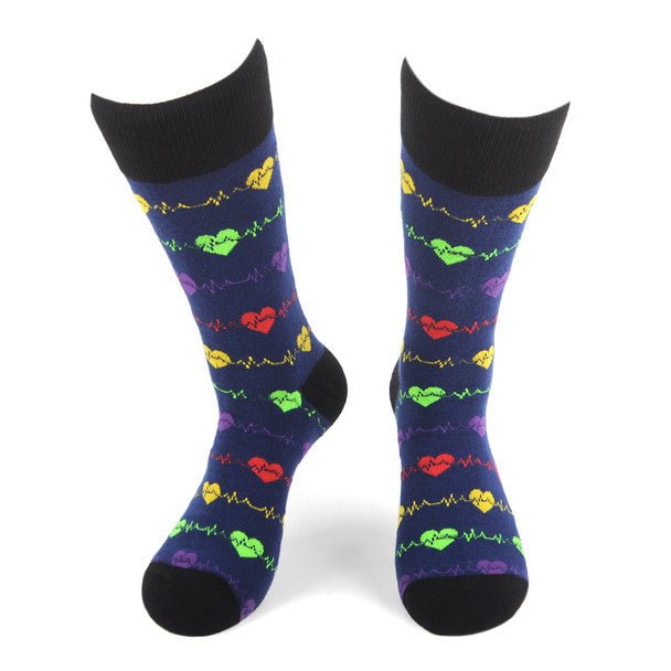 Men's Heart Monitor Novelty Socks - NVS19572-NV - Bundle Bus