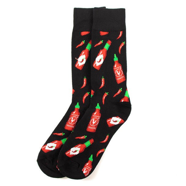 Men's Hot Sauce Novelty Socks- NVS19626-BK - Bundle Bus