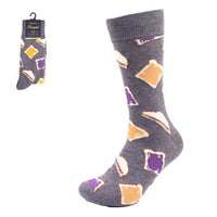 Men's Jam and Bread Novelty Socks- NVS19630-GRY - Bundle Bus