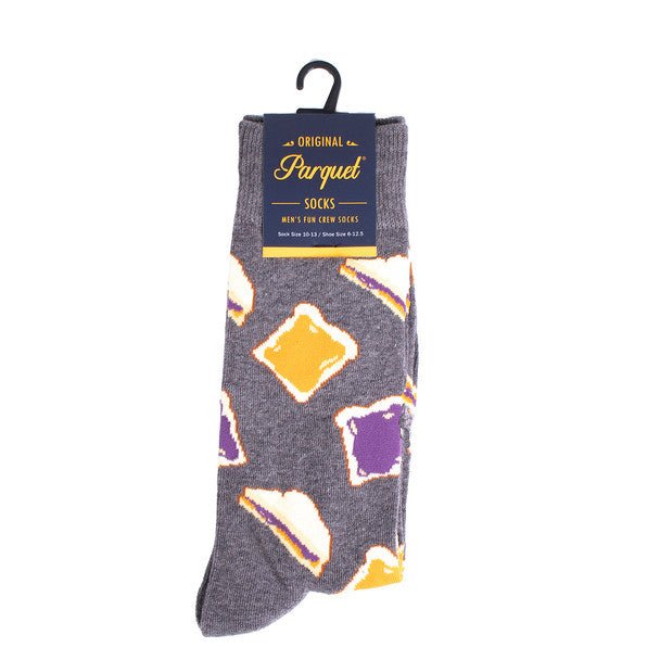 Men's Jam and Bread Novelty Socks- NVS19630-GRY - Bundle Bus