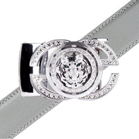 Men's Lion Rotating Bling Ratchet Belt- MGLBB54-SIL - Bundle Bus