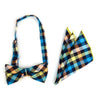 Men's Multi Color Plaid Cotton Bow Tie & Matching Pocket Square - CBTH1726 - Bundle Bus
