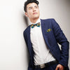 Men's Multi Color Plaid Cotton Bow Tie & Matching Pocket Square - CBTH1726 - Bundle Bus