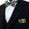 Men's Multi Color Plaid Cotton Bow Tie & Matching Pocket Square - CBTH1726 - Bundle Bus