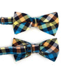 Men's Multi Color Plaid Cotton Bow Tie & Matching Pocket Square - CBTH1726 - Bundle Bus