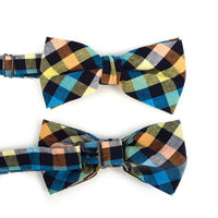 Men's Multi Color Plaid Cotton Bow Tie & Matching Pocket Square - CBTH1726 - Bundle Bus