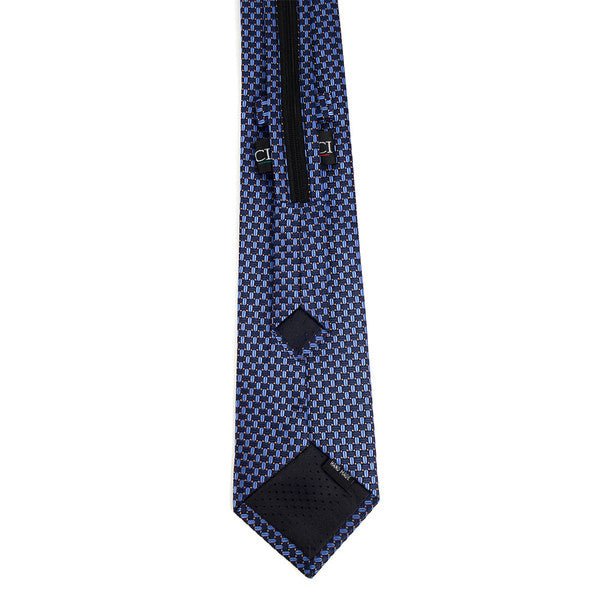 Men's Navy Geometric Zipper Tie - MPWZ-BL2 - Bundle Bus