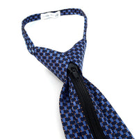 Men's Navy Geometric Zipper Tie - MPWZ-BL2 - Bundle Bus