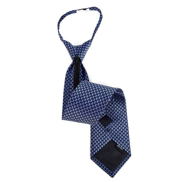 Men's Navy Geometric Zipper Tie - MPWZ-BL2 - Bundle Bus