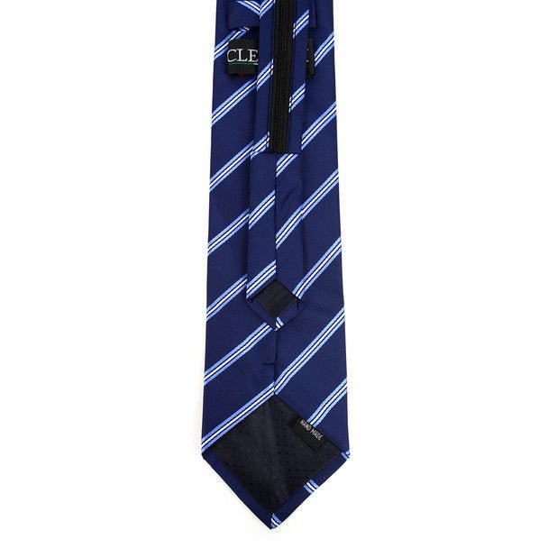 Men's Navy Striped Zipper Tie - MPWZ-BL3 - Bundle Bus