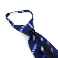 Men's Navy Striped Zipper Tie - MPWZ-BL3 - Bundle Bus