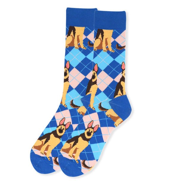 Men's Novelty Argyle Dog Socks - NVS19409 - Bundle Bus