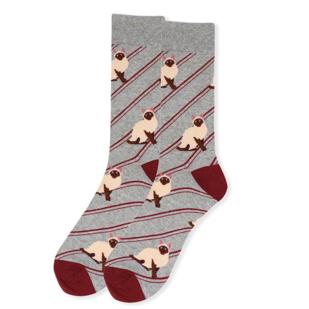 Men's Novelty Siamese Cat Socks - NVS19412 - Bundle Bus