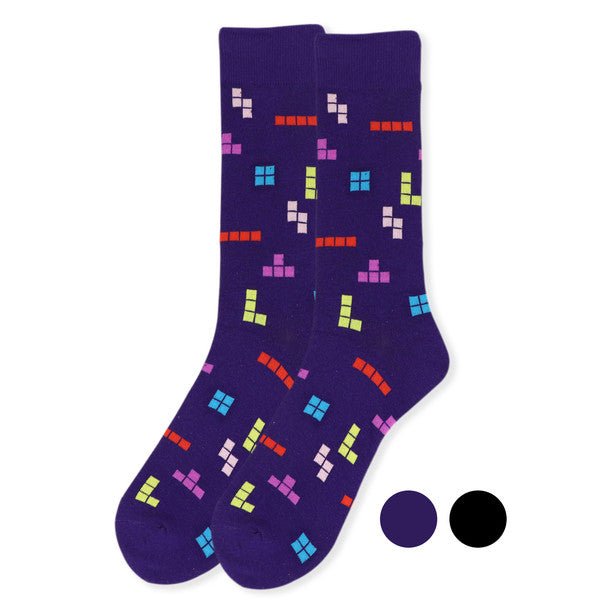 Men's Novelty Tetris Game Socks - NVS19427 - Bundle Bus