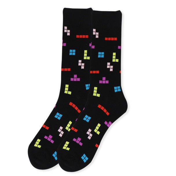 Men's Novelty Tetris Game Socks - NVS19427 - Bundle Bus