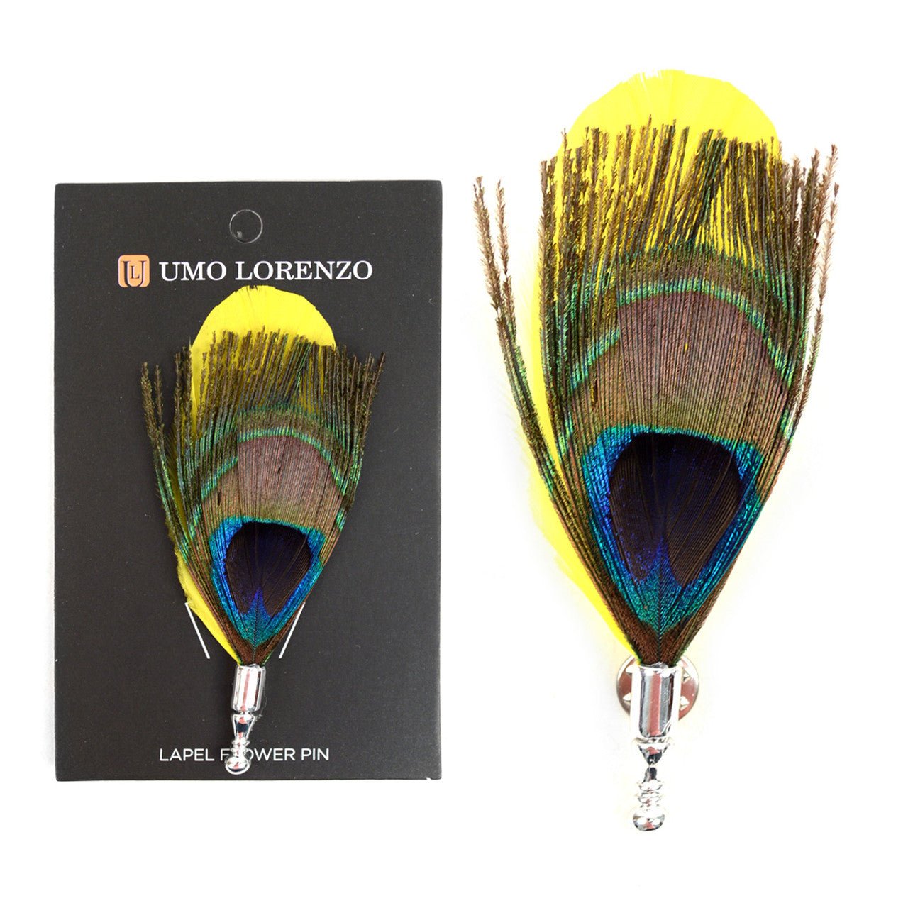 Men's Peacock Feather Clutch Back Lapel Pins - FLP1805 - Bundle Bus