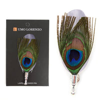 Men's Peacock Feather Clutch Back Lapel Pins - FLP1805 - Bundle Bus