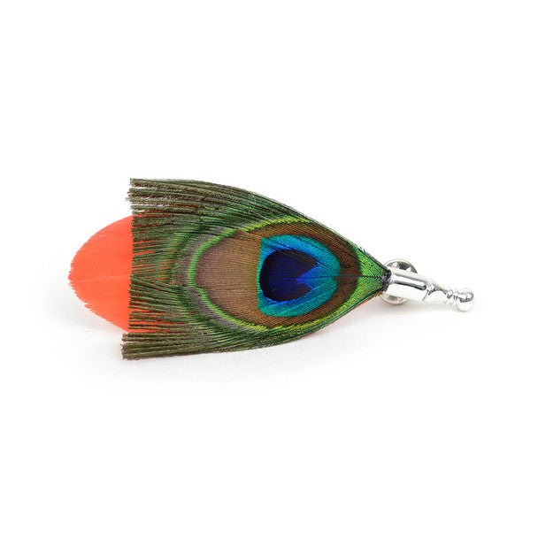 Men's Peacock Feather Clutch Back Lapel Pins - FLP1805 - Bundle Bus