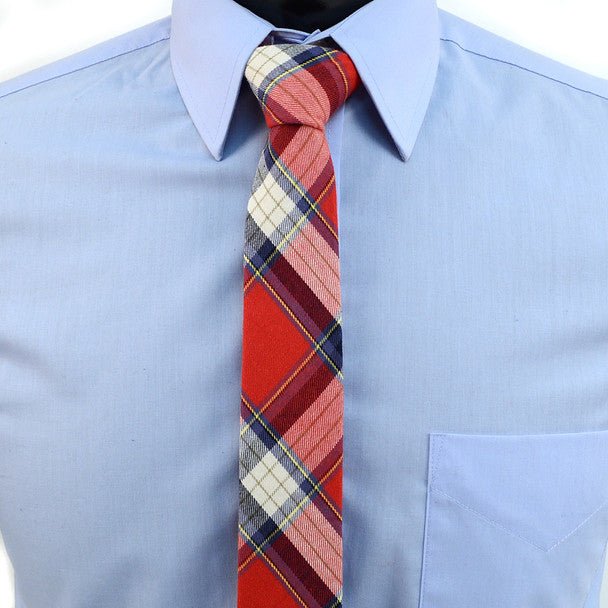 Men's Plaid Flannel 2.25" Cotton Slim Tie - MPPW1636 - Bundle Bus