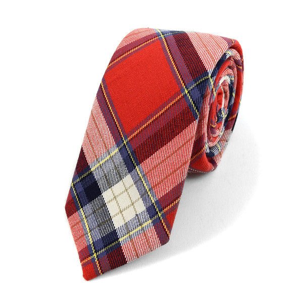 Men's Plaid Flannel 2.25" Cotton Slim Tie - MPPW1636 - Bundle Bus