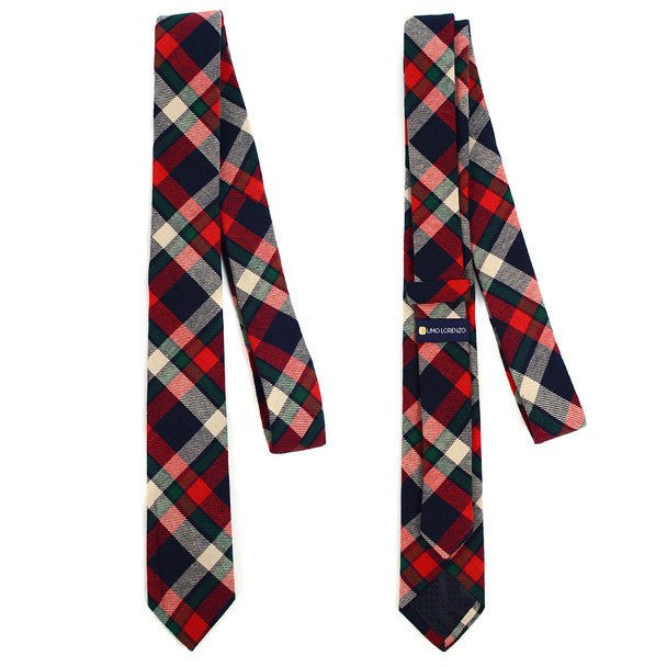 Men's Plaid Flannel 2.25" Cotton Slim Tie - MPPW1638 - Bundle Bus