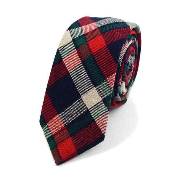 Men's Plaid Flannel 2.25" Cotton Slim Tie - MPPW1638 - Bundle Bus